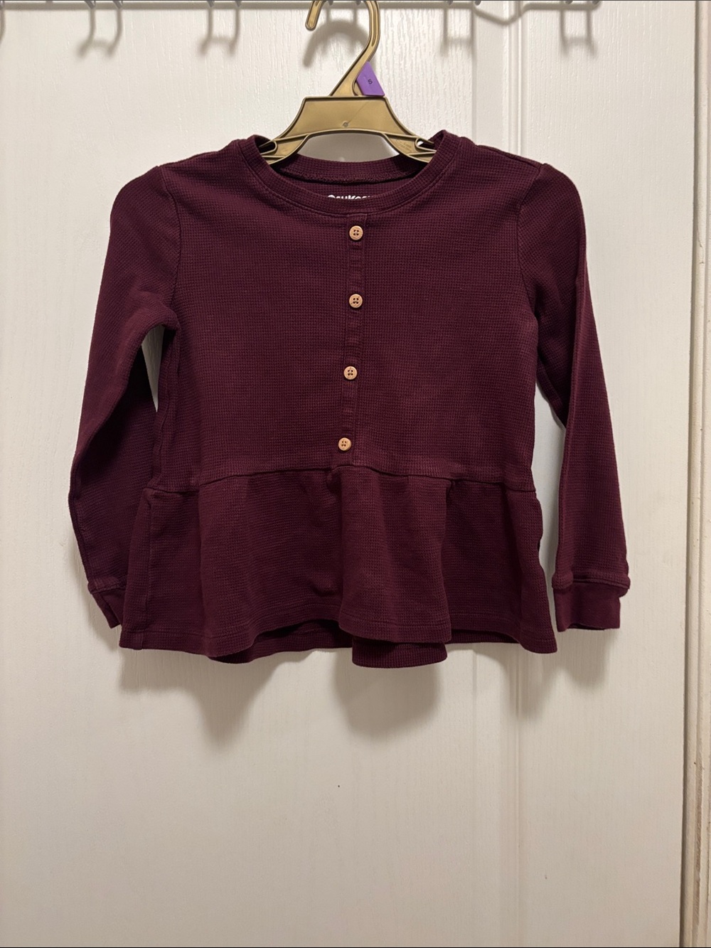 OshKosh B'gosh Long-Sleeve Peplum Henley Top - Plum
